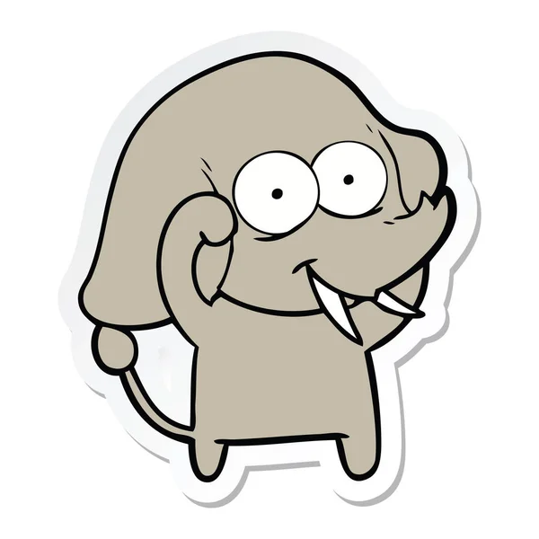 Sticker Happy Cartoon Elephant — Stock Vector