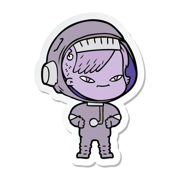 漫画宇宙飛行士女性のステッカー — ストックベクタ