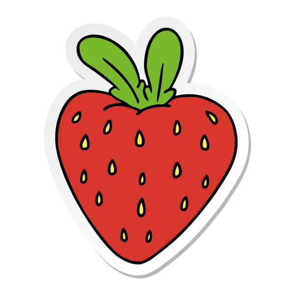 Hand Drawn Sticker Cartoon Doodle Fresh Strawberry — Stock Vector