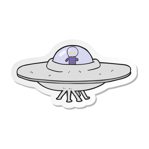 Etiqueta Disco Voador Alienígena Dos Desenhos Animados —  Vetores de Stock
