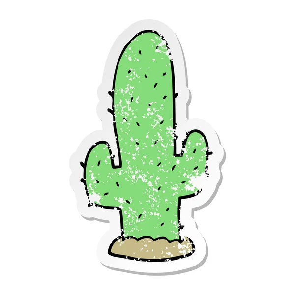 Pegatina Angustiada Cactus Dibujos Animados — Vector de stock