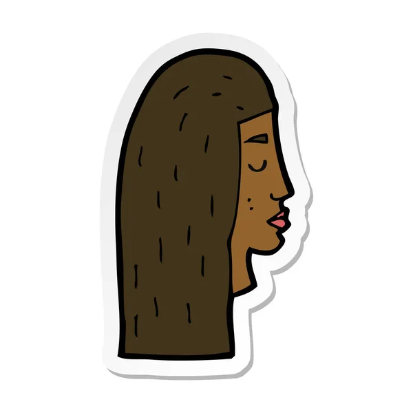 Klistermärke för en tecknad kvinnliga ansikte profil — Stock vektor