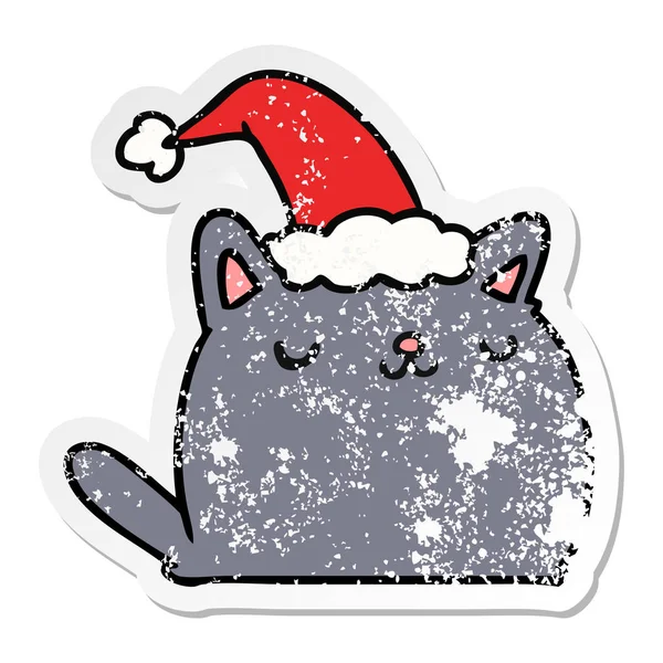 크리스마스는 스티커 만화 귀여운 고양이의 고민 — 스톡 벡터