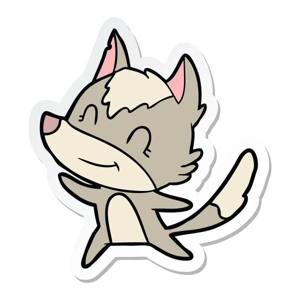 Sticker Van Een Vriendelijke Cartoon Wolf — Stockvector