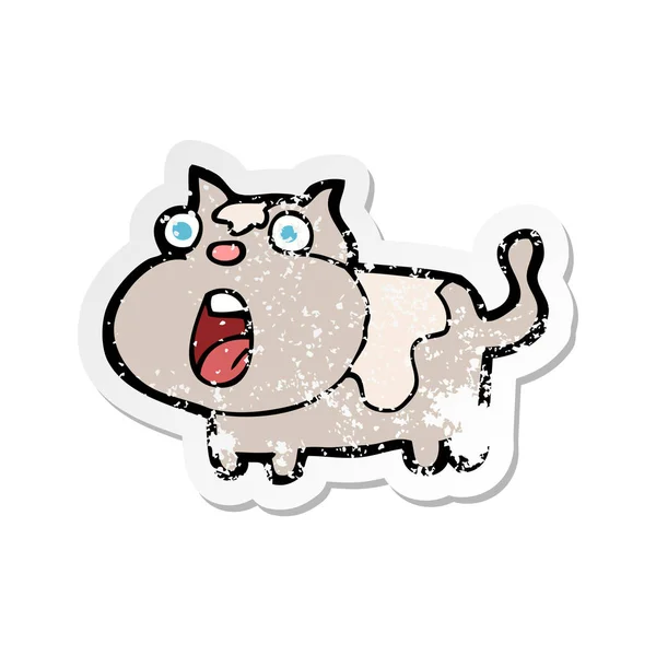 Ретро Стресовий Наклейка Мультфільму Шокований Кіт — стоковий вектор