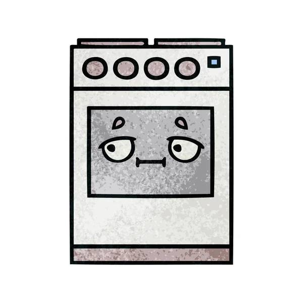 Retro Grunge Textur Karikatur Eines Küchenofens — Stockvektor