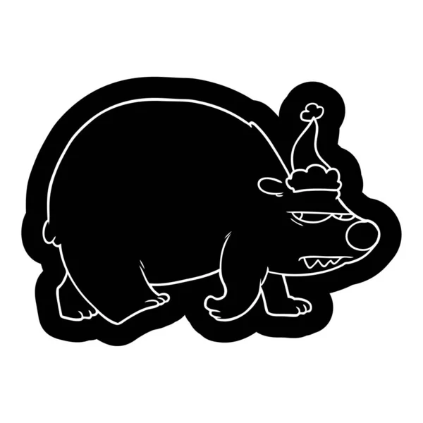 Eccentrico Icona Del Cartone Animato Orso Polare Arrabbiato Che Indossa — Vettoriale Stock