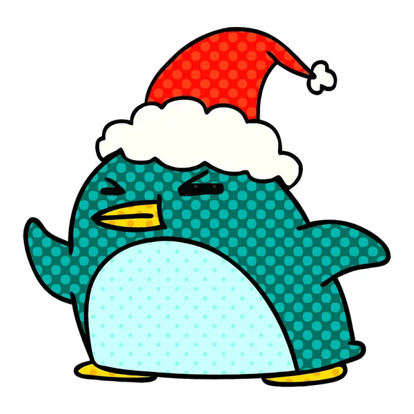 Kerst tekenfilm van kawaii pinguïn — Stockvector