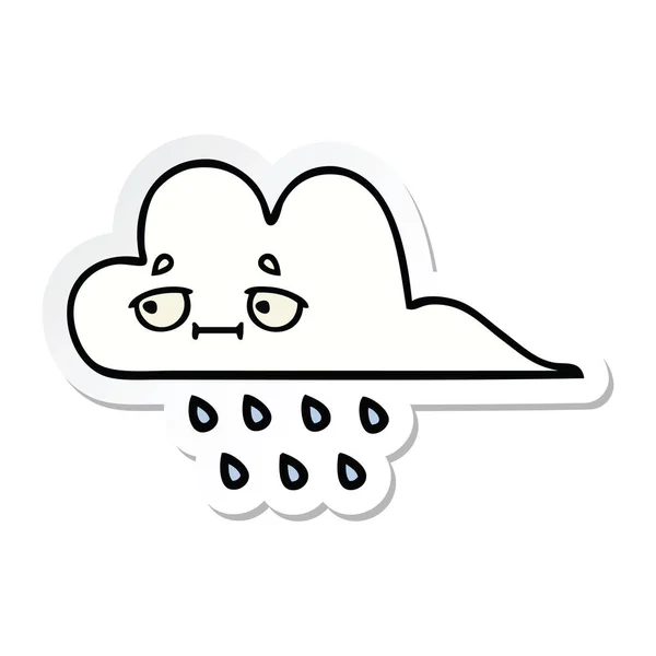 Sticker of a cute cartoon rain cloud — Stock Vector