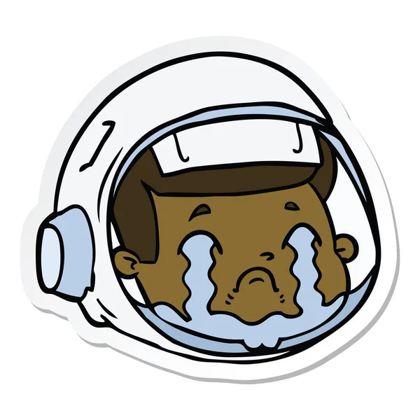 Autocollant Astronaute Dessin Animé Visage Pleurer — Image vectorielle