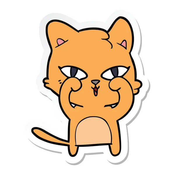 Sticker Cartoon Cat Rubbing Eyes — Stock Vector