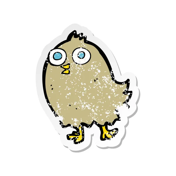 Retro Noodlijdende Sticker Van Een Gelukkige Vogel Cartoon — Stockvector