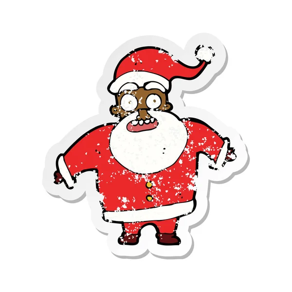 Retro Angustiado Adesivo Desenho Animado Chocado Santa Claus — Vetor de Stock