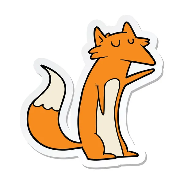 Sticker of a cartoon fox — Stock Vector