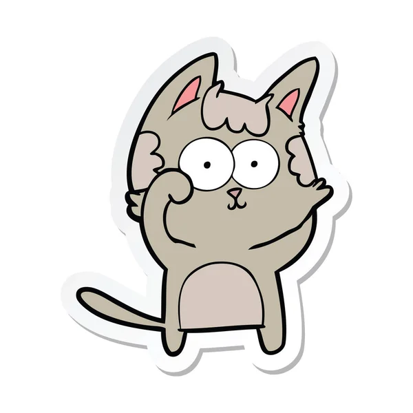 Sticker Happy Cartoon Cat — Stock Vector