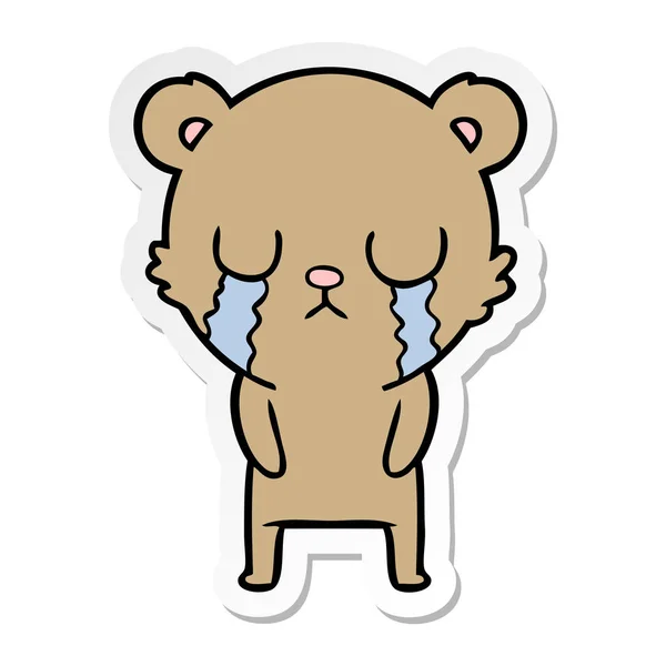 Aufkleber eines weinenden Cartoon-Bären — Stockvektor