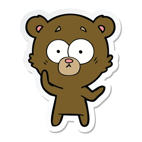 Sticker Surprised Bear Cartoon — Stock Vector