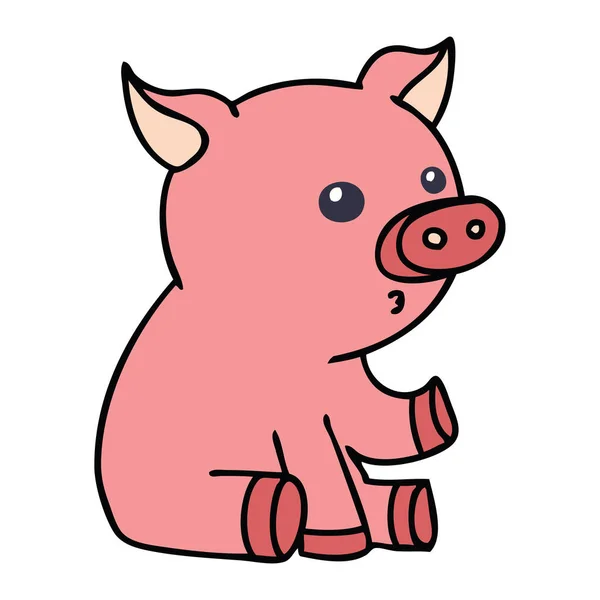 Mão Desenhado Peculiar Cartoon Porco —  Vetores de Stock