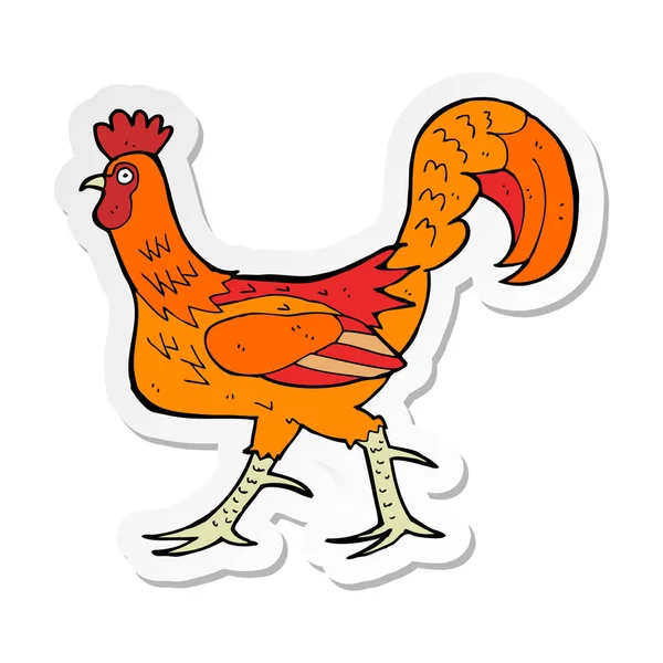 Sticker Van Een Cartoon Cockerel — Stockvector