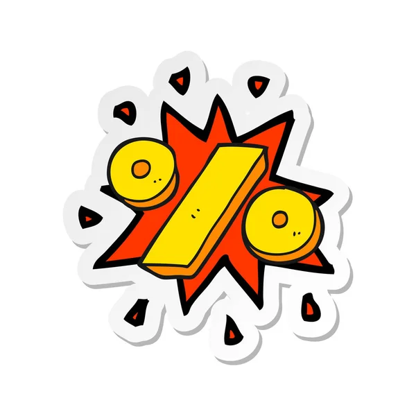 Sticker of a cartoon percentage symbol — Stock Vector