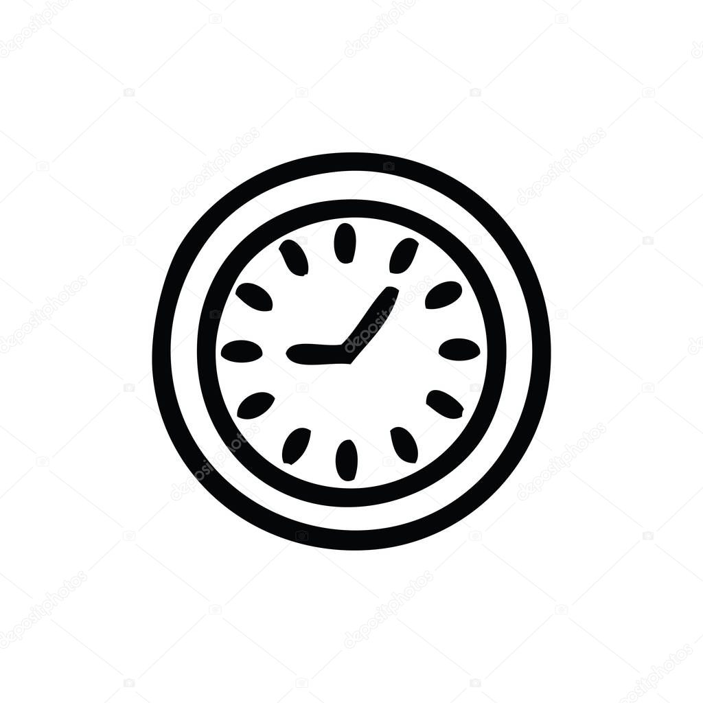Dibujo Linea Dibujos Animados Reloj Pared Vector de stock por lineartestpilot 248612064