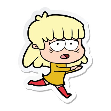 etiket bir karikatür yorgun kadın