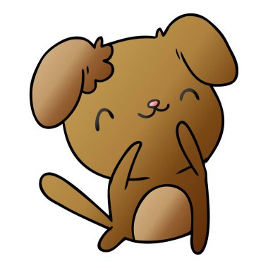 Degrade çizgi film illüstrasyon kawaii şirin bir köpek