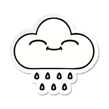 sevimli çizgi yağmur bulutu etiket