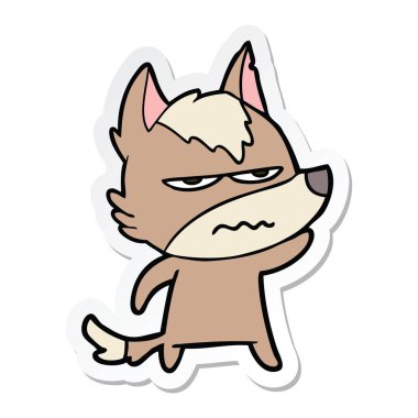 etiket bir karikatür rahatsız kurt