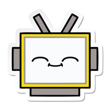 etiket sevimli çizgi robot baş