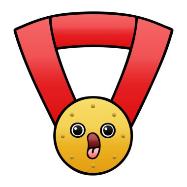 altın madalya degrade gölgeli karikatür