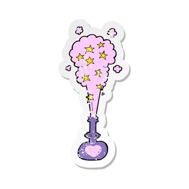 çizgi film sihirli bir iksir Retro sıkıntılı etiket