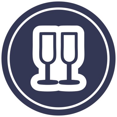 Şampanya bardağı dairesel simgesi simgesi