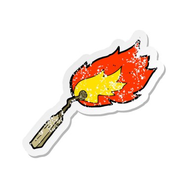 Retro sıkıntılı etiket maç yanan bir karikatür