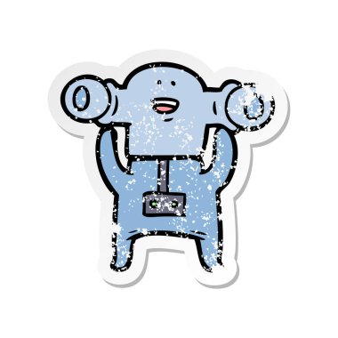 sıkıntılı etiket sallayarak bir dost çizgi film yabancı