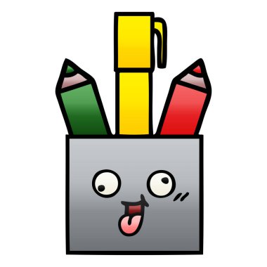 bir kalem tencere degrade gölgeli çizgi film