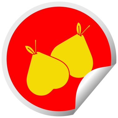 dairesel peeling etiket karikatür yeşil armut