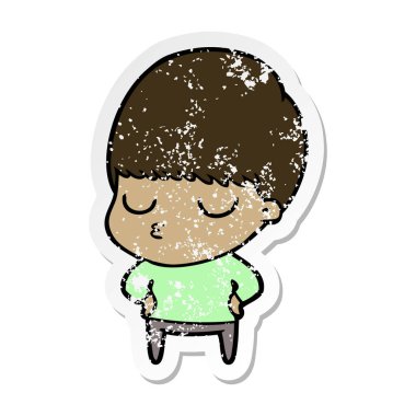 bir çizgi film sakin çocuk sıkıntılı etiket