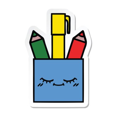 etiket bir sevimli çizgi kalem tencere