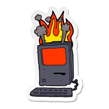 bir çizgi film eski bilgisayarın etiket