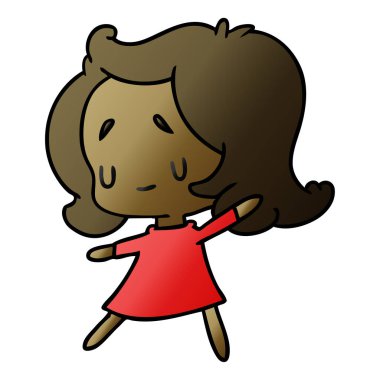 bir şirin kawaii kızın degrade çizgi film