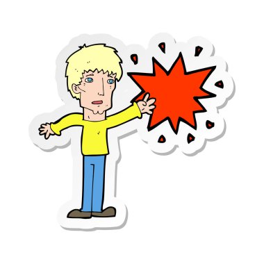 etiket işaret eden bir çizgi film adamın