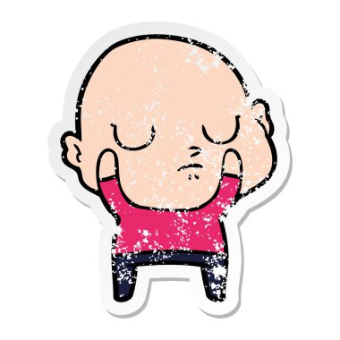 bir karikatür kel adamın sıkıntılı etiket