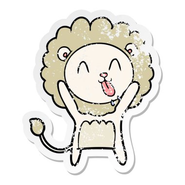 mutlu karikatür aslan sıkıntılı etiket