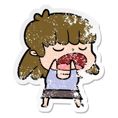 yüksek sesle konuşuyor karikatür kadının sıkıntılı etiket