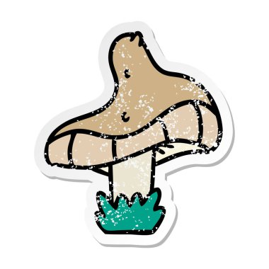 elle çizilmiş etiket karikatür doodle tek bir mantar sıkıntılı