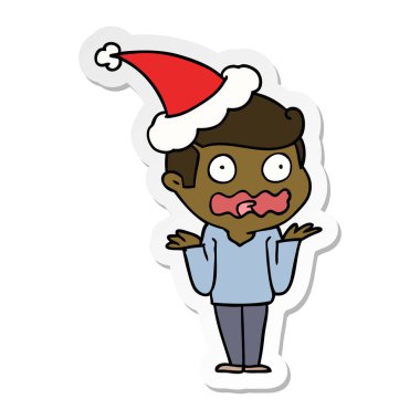 etiket karikatür tamamen vurguladı Noel Baba şapkası giyen bir adamın el çekilmiş