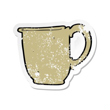 bir çizgi film kupa Retro sıkıntılı etiket