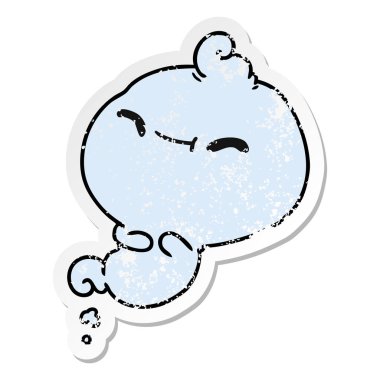 sıkıntılı etiket karikatür kawaii korkunç hayalet