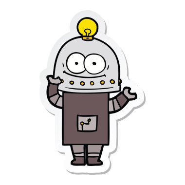 ampul ile mutlu karton robot Sticker